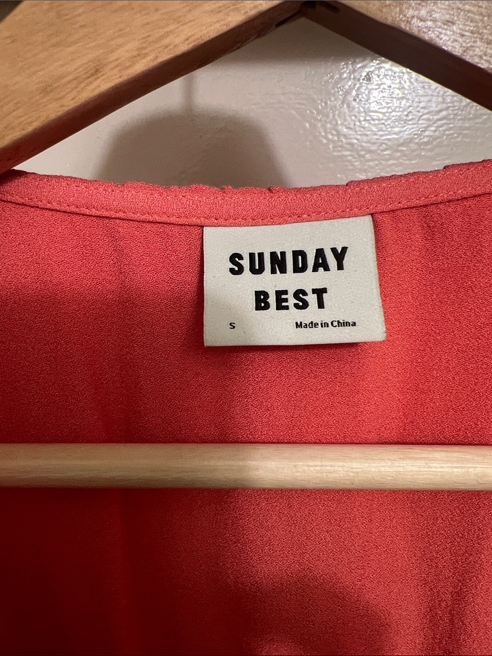 Sunday Best Coral Ruffle Wrap Dress with Puff Sleeves - Picture 3 of 3